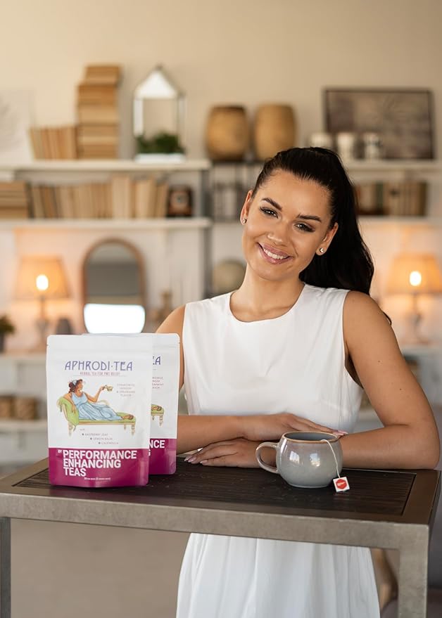 PMS Relief Herbal Tea | X-Large 5g Tea Bags | with Raspberry Leaf, Calendula and Lemon Balm | Chamomile, Ginger and Spearmint Flavor | 20 Pack Bag | Aphrodi-Tea by Performance Enhancing Teas