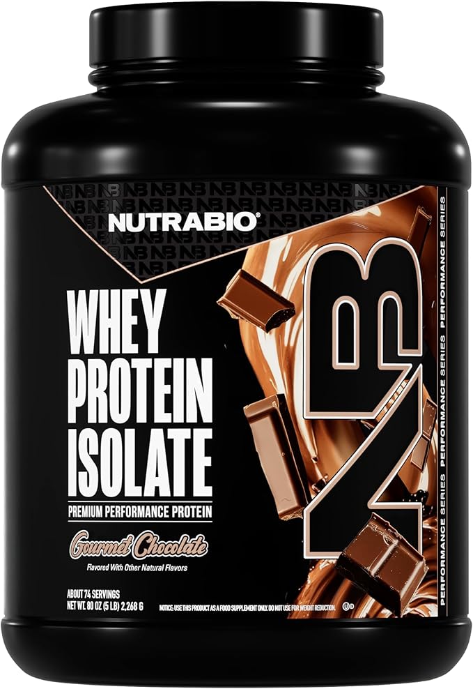 NutraBio 100% Whey Protein Isolate Protein Powder, 25g Protein with Complete Amino Acid Profile, Non-GMO, Soy & Gluten Free, Low Carb, Low Calorie Whey Protein Powder, Gourmet Chocolate, 5 Lbs