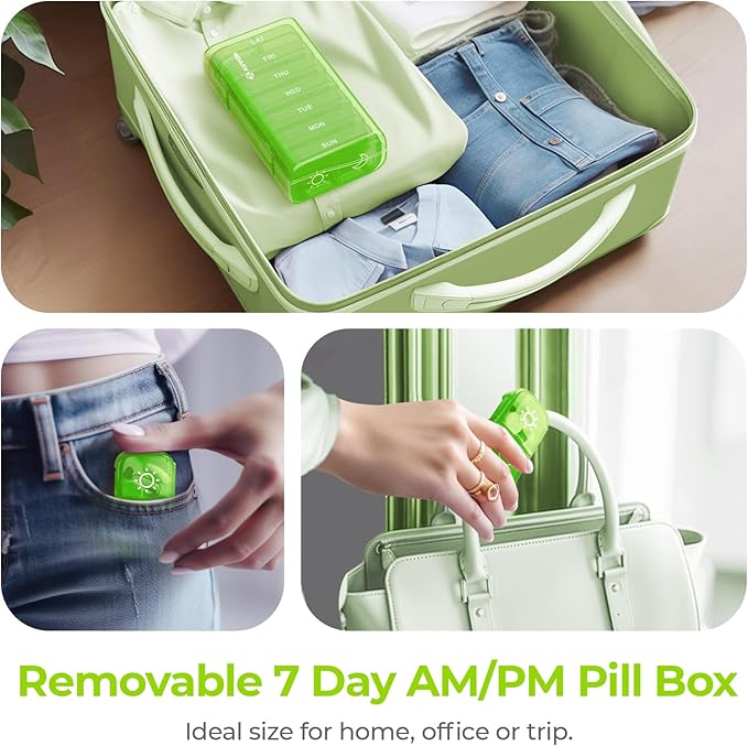 AUVON XL Weekly Pill Organizer 2 Times a Day, AM PM Pill Case with One-Side Large Opening for Easy to Use, Pill Box 7 Day Travel Medication Organizer for Medications, Vitamins, Fish Oils, Supplements