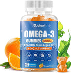 Vegan Omega-3 Gummies 1000mg from Algae Oil (DHA 460mg & EPA 230mg), Omega 3 Fish Oil Alternative for Adults, Plus Turmeric & CoQ10 for Brain, Eye & Immune Health, No Fishy Taste, Sugar Free, 60 Cts