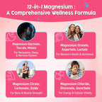 12-in-1 Magnesium Complex Gummies for Women, 1000mg Liposomal Magnesium Glycinate Citrate Malate Oxide Supplement with D3, Methylated B6&12, Zinc for Relax, Sleep, Bone, Muscle Health, Vegan, 60 Chews