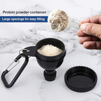 2 Pcs Protein Powder Container, Protein Powder Travel Container, Protein Powder Container to Go, Pre Workout/Gym Supplemen Keychain (Black, 50ml)