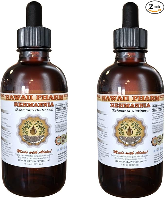 Hawaii Pharm Rehmannia Liquid Extract, Tincture, Herbal Supplement, Made in USA, 2x4 fl.oz