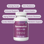 Resveratrol Supplement - Pure Trans-Resveratrol from Japanese Knotweed - Supports Energy & Anti-Aging - Potent Antioxidant - 120 Capsules for 120 Day Supply - Made in USA, Lab Tested