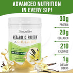 NaturalSlim Metabolic Protein Powder with Collagen, whey protein powder shake, Hydrolyzed Collagen with L-Glutamine for Metabolic Support, Digestion, Skin, Joints & Muscle, Low Carb 17.06 oz Vanilla