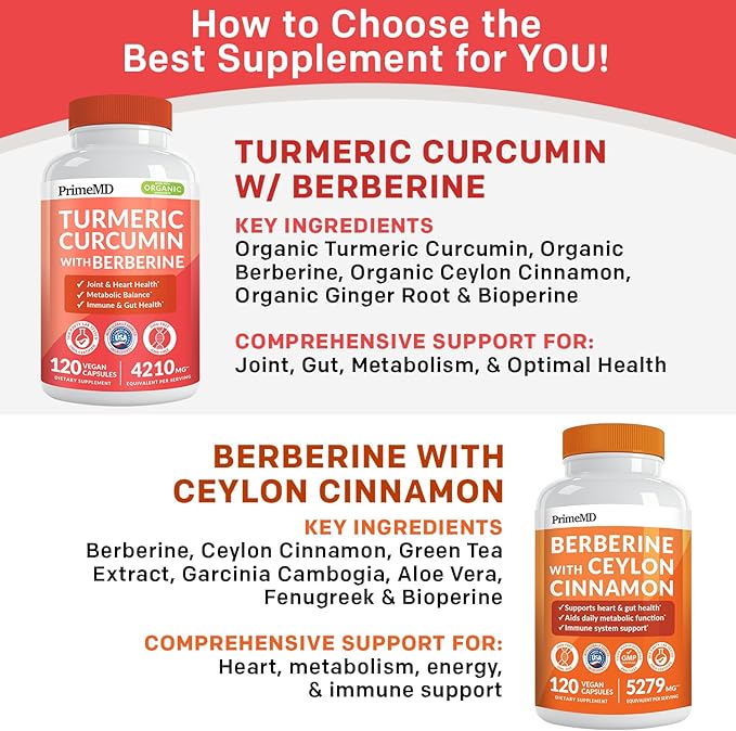 5-in-1 Organic Turmeric Curcumin Supplement (4210mg) with Berberine, Ceylon Cinnamon Bioperine and Ginger Supplements for Joint, Heart, Gut, & Metabolic Support (60 Servings) (Pack of 4)