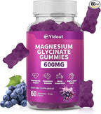 Magnesium Glycinate Gummies 600mg，High Absorption Magnesium Gummies, Sugar Free Chews for Adults & Kids Relaxation, Stress Relief (60 Count (Pack of 1))