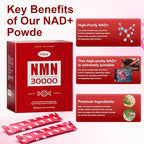 NMN Supplement 30,000 mg Contains TMG, Resveratrol, NR-Ribose, and PQQ Suitable for Men and Women Natural NAD+ Anti-Aging, Cellular Energy, Enhanced Focus - One-Month Supply
