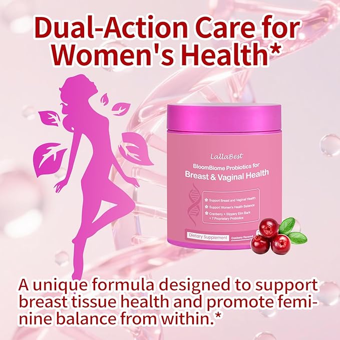 Vagina & Breast Probiotic Gummies for Women,with Slippery Elm Cranberry Extract,Supports Women’s Wellness & PH Balance,Clean,60 Gummies