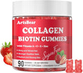 Collagen Gummies with Vitamins C, A, E, Zinc, and Biotin – Hydrolyzed Collagen Peptide Supplement for Hair, Skin, and Nails – Vegan, Sugar-Free, Strawberry Flavor – 90 Gummy