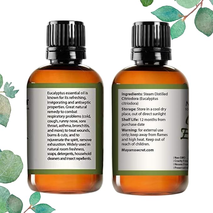 Pure Carrier and Essential Oils for Skin Care, Hair, Body Moisturizer for Face-Anti Aging Skin Care (Citriodora Eucalyptus Oil, 4oz)
