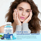 1000mg Hyaluronic Acid & Collagen Peptide Supplements with Biotin, Vitamins C & E - Hair Skin Nails Health Support for Men & Women, Blueberry Flavor, Gluten-Free 60 Gummies