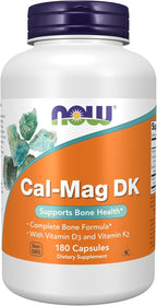 NOW Foods Supplements, Cal-Mag DK with Vitamin D-3 and Vitamin K-2, Supports Bone Health*, 180 Capsules