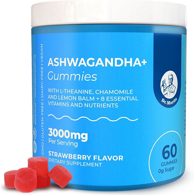 DR. MORITZ Ashwagandha Gummies for Calm, Relaxation, and Immune Support - Ashwagandha for Women and Men - with L-Theanine - Sugar Free and Non-GMO (60 Count)