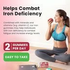 Iron Gummies with Multivitamin, Iron Supplement for Women & Men, Kids Multivitamin with Iron, Zinc, Vitamin B Complex & C, B12, Folate - Blood Builder, Energy Support, Cherry Flavor, Vegan 120 Gummies