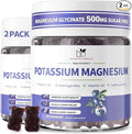 2 Pack Potassium Magnesium Gummies, Sugar-Free Potassium Gummies with Magnesium Glycinate 500mg Chewable Potassium Magnesium Supplements with Calcium, Zinc & Vitamins to Support Leg Muscle Relaxation