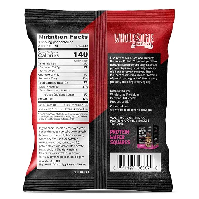 Protein Chips, 14g Protein, 3g-4g Net Carbs, Gluten Free, Keto Snacks, Low Carb Snacks, Protein Crisps, Keto-Friendly, Made in USA (Barbecue, 4 Pack)