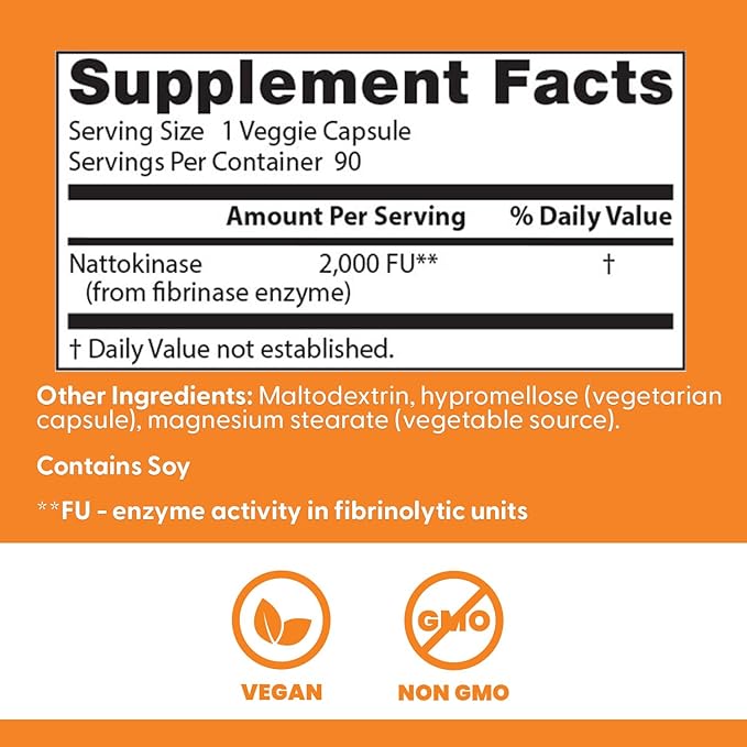 Doctor's Best Nattokinase 2000 FU Supplement for Men & Women - Supports Blood Flow, Heart Health, & Healthy Circulation, Nattokinase Enzyme Sourced from Japanese Natto, Capsule Form - 90 Veg Caps