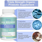 Probiotics for Women and Men, 300 Billion CFU 24 Strains Probiotics + 15 Organic Herbs Prebiotics Blend, Shelf Stable Gut Health Supplement for Digestive Immune & Whole-Body Health, 2 Month Supply