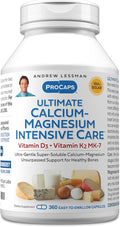 ANDREW LESSMAN Ultimate Calcium-Magnesium Intensive Care with Vitamin D3 & K2 MK7-120 mcg - 360 Capsules – Bone and Skeleton Health Essentials. Gentle, Easy to Swallow, Super Soluble. No Additives