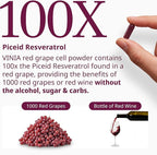 VINIA Piceid Resveratrol Supplement Capsules. Increases Blood Flow and Nitric Oxide. Blood Pressure and Heart Health Support | Antioxidant from Red Grapes | Non-GMO, 60 Count
