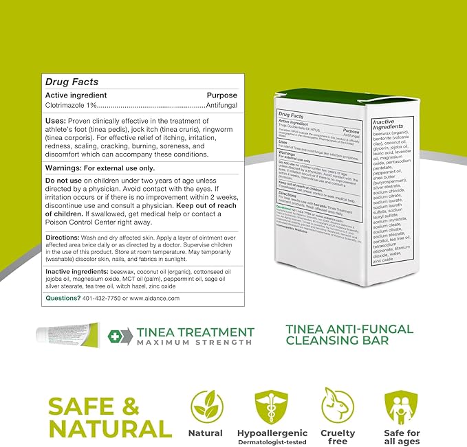 terrasil Tinea Versicolor Treatment Cream + Tinea Soap, Antifungal Cream and Soap Kit (1.7oz Tube + 75g Cleansing Bar) Clinically Proven Clotrimazole 1% Antifungal Treatment & Soap