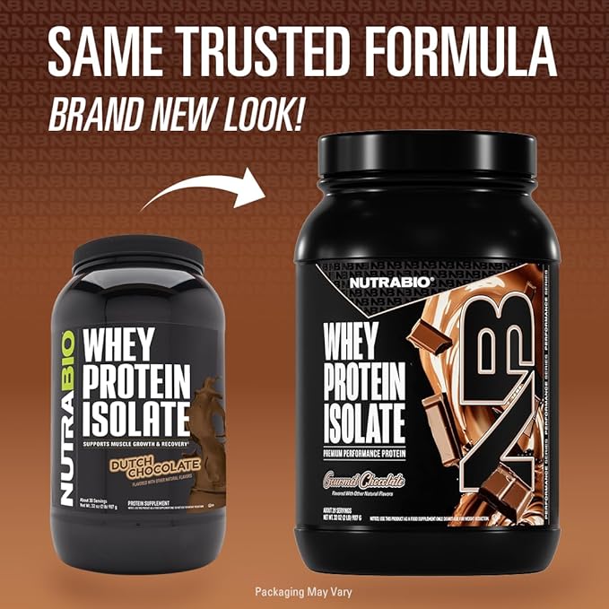 NutraBio 100% Whey Protein Isolate Protein Powder, 25g Protein with Complete Amino Acid Profile, Non-GMO, Soy & Gluten Free, Low Carb, Low Calorie Whey Protein Powder, Gourmet Chocolate, 2 Lbs