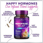 Menopause Supplements for Women - Complete Hot Flash Night Sweats & Menopause Relief Pills, Probiotics with Dong Quai & Black Cohosh for Vaginal, Digestive Support - 60 Capsules