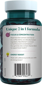 NEURIVA Brain + Energy Gummies, Nootropic Brain Supplements for Focus and Concentration with Neurofactor, Vitamin B12 & Caffeine for an Energy Boost*, 75ct Natural BlackBerry, (Pack of 2)
