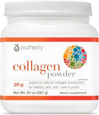 Youtheory Collagen Powder - 20 g Hydrolyzed Collagen Peptides - with Vitamin C, Biotin & Amino Acids - Supports Joint & Bone Health* - Unflavored - 20 oz (21-Day Supply)