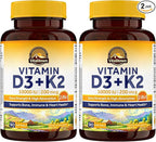 Vitalitown Vitamin D3 K2 Supplement, Vitamin D3 10000 IU Vitamin K2 (MK7) 200 mcg, 90 Softgels (Pack of 2), Non-GMO, No Gluten & Soy, for Bone, Teeth, Immune & Heart Health