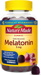 Nature Made Time Release Melatonin 3mg Gummies, 100% Drug Free Sleep Aid for Adults, 60 Melatonin Gummies, 60 Day Supply