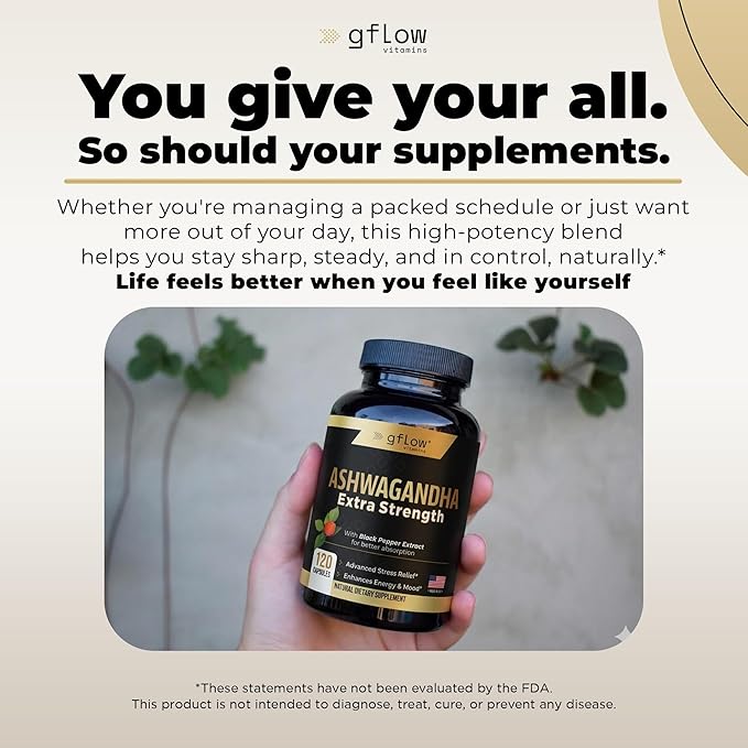 Ashwagandha Supplements for Women and Men | Sleep, Mood and Energy Support | Extra Strength, Vegan Friendly, Non-GMO, Made in USA - Pack of 3
