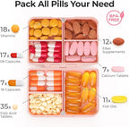 AUVON Daily Pill Organizer Fit with Your Purse or Pocket, Compact Travel Pill Box Case with Slim Folding Design and Long-Lasting Hinges to Hold Vitamin, Fish Oil, Supplement or Jewelry(Pink)