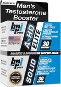 BPI Sports A-HD Elite/Solid Testosterone Booster for Men - Testosterone Supplement for Muscle, Strength, Libido & Performance Support - Promotes Natural Fat Loss – 30 Servings – 550mg