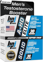 BPI Sports A-HD Elite/Solid Testosterone Booster for Men - Testosterone Supplement for Muscle, Strength, Libido & Performance Support - Promotes Natural Fat Loss – 30 Servings – 550mg