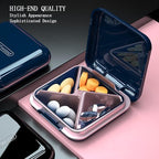 DUBSTAR Travel Pill Organizer Moisture Waterproof Small Pill Box for Pocket Purse 4+6 Compartments Portable Pill Case Medicine Vitamin Holder Container Blue