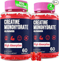 Creatine Monohydrate Gummies for Women & Men, Creatine with Taurine & B6, Chewable Creatina Pre Workout Gummies for Max Strength & Muscle Growth, Energy, Endurance, Creatine for Men & Women - 2 Packs