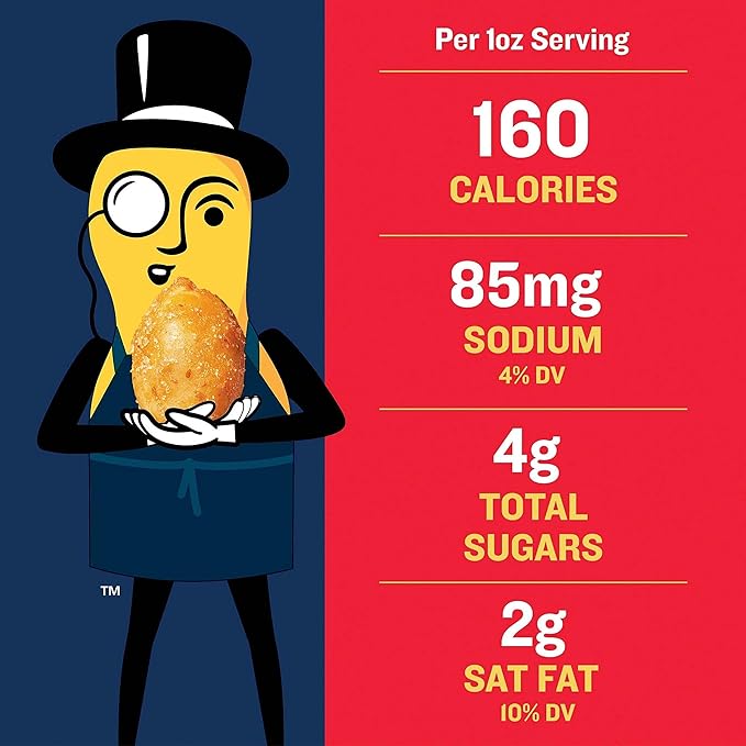 PLANTERS Honey Roasted Peanuts, Dry Roasted Peanuts, Party Snack, Plant-Based Protein, After School Snack, Sweet and Salty, Salted Nuts, Sea Salt & Honey, Snacks for Adults, Kosher, 16oz Jar