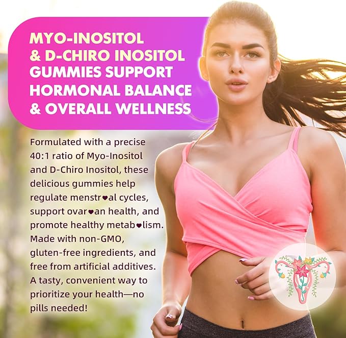 softbear Inositol Supplement for Women, Myo-Inositol & D-Chiro Inositol Gummies Ideal 40:1 Ratio for Female Health & Wellness, Sugar-Free/Veagn/GMO-Free, Strawberry Flavor, 60 Count