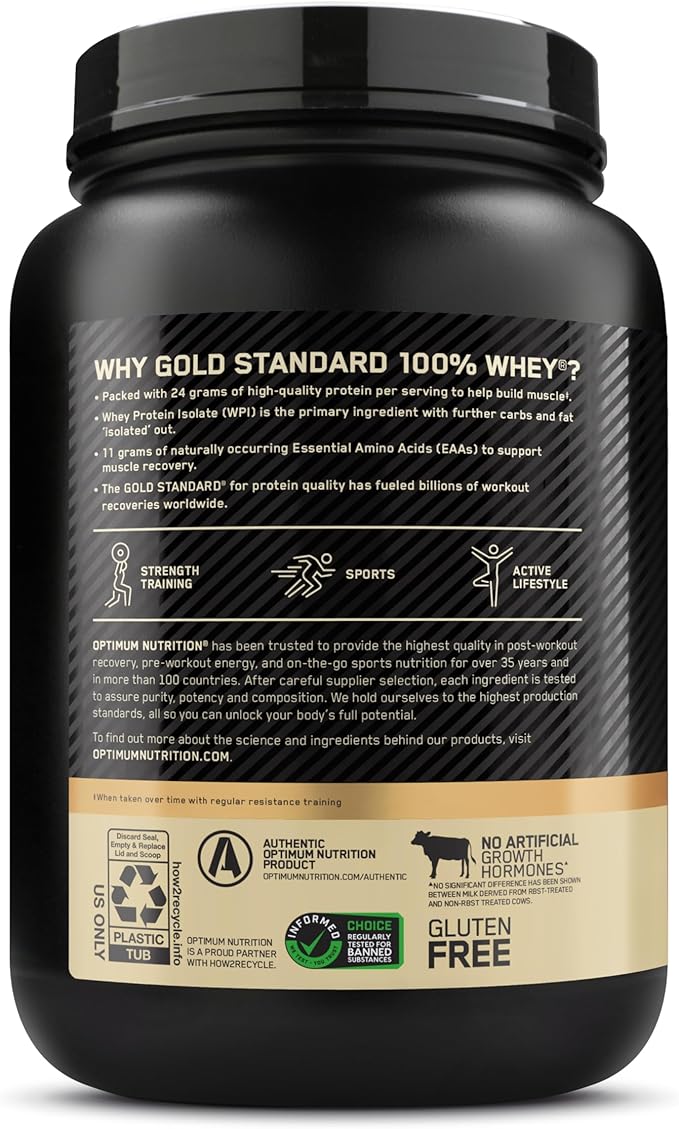 Optimum Nutrition Gold Standard 100% Whey Naturally Flavored Protein Powder, Vanilla, 1.9 Pound (Packaging May Vary)