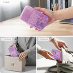 FYY Weekly Pill Organizer with Labels,8 Compartments Travel Daily Pill Case Airtight Moistureproof Large Pill Box to Hold Vitamins, Fish Oil, Supplements,Cotton Swab and Bandages-Purple
