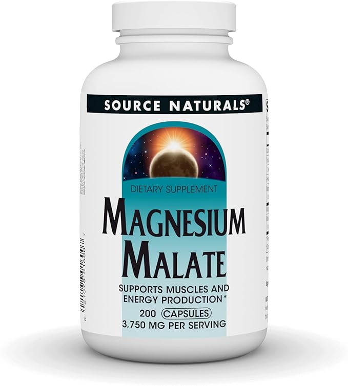 Source Naturals Magnesium Malate, Supports Muscles and Energy Production*, 3750 MG - 200 Capsules