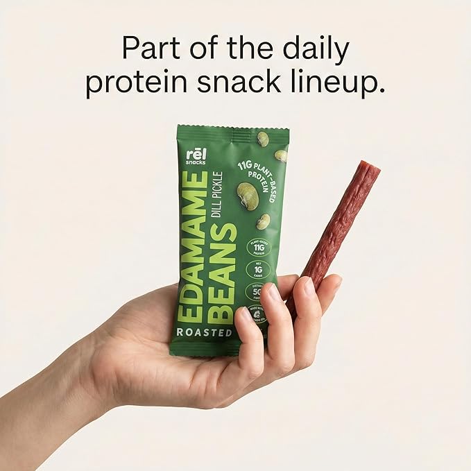 Rel Snacks Dill Pickle Roasted Edamame Beans – High Protein, Low Carb Snack (11g Protein) – Keto, Vegan, Non-GMO – Made with Avocado Oil – 10 Pack, 0.9 oz