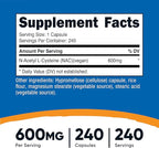 Nutricost N-Acetyl L-Cysteine (NAC) 600mg, 240 Vegetarian Capsules - Vegan, Non-GMO, Gluten Free