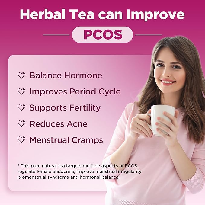 Laicuherb PCOS Fertility Tea for Women, Pack of 2, Women’s PCOS Herbal Tea with Spearmint & Nettle Leaf, Smooth & Mild Flavor