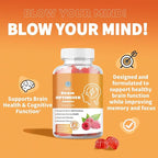 Gummies - Brain Supplement for Memory, Focus & Attention - Cognitive Support with Magnesium, Omega 3, Ashwagandha - 90 Count Raspberry Flavor