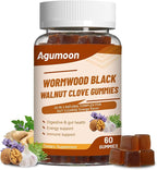 10-in-1 Wormwood Black Walnut Clove Gummies for Adults,Herbal Supplement for Gut Cleanse & Digestive Wellness with Garlic,Turmeric,Pumpkin Seed,Oregano,Moringa,60 Gummies