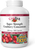 Natural Factors CranRich Super Strength Cranberry Concentrate - Antioxidant Support Supplement with Cranberry Concentrate - Aids Urinary Tract & Bladder Health - 180 Capsules (180 Servings)