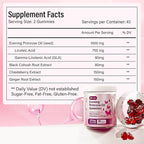 FloraBliss 90 Evening Primrose Oil Gummies | 1500mg | with Black Cohosh, Chasteberry, Ginger Extract for Daily Women's Wellness Support | Vegan, Non-GMO, Sugar-Free